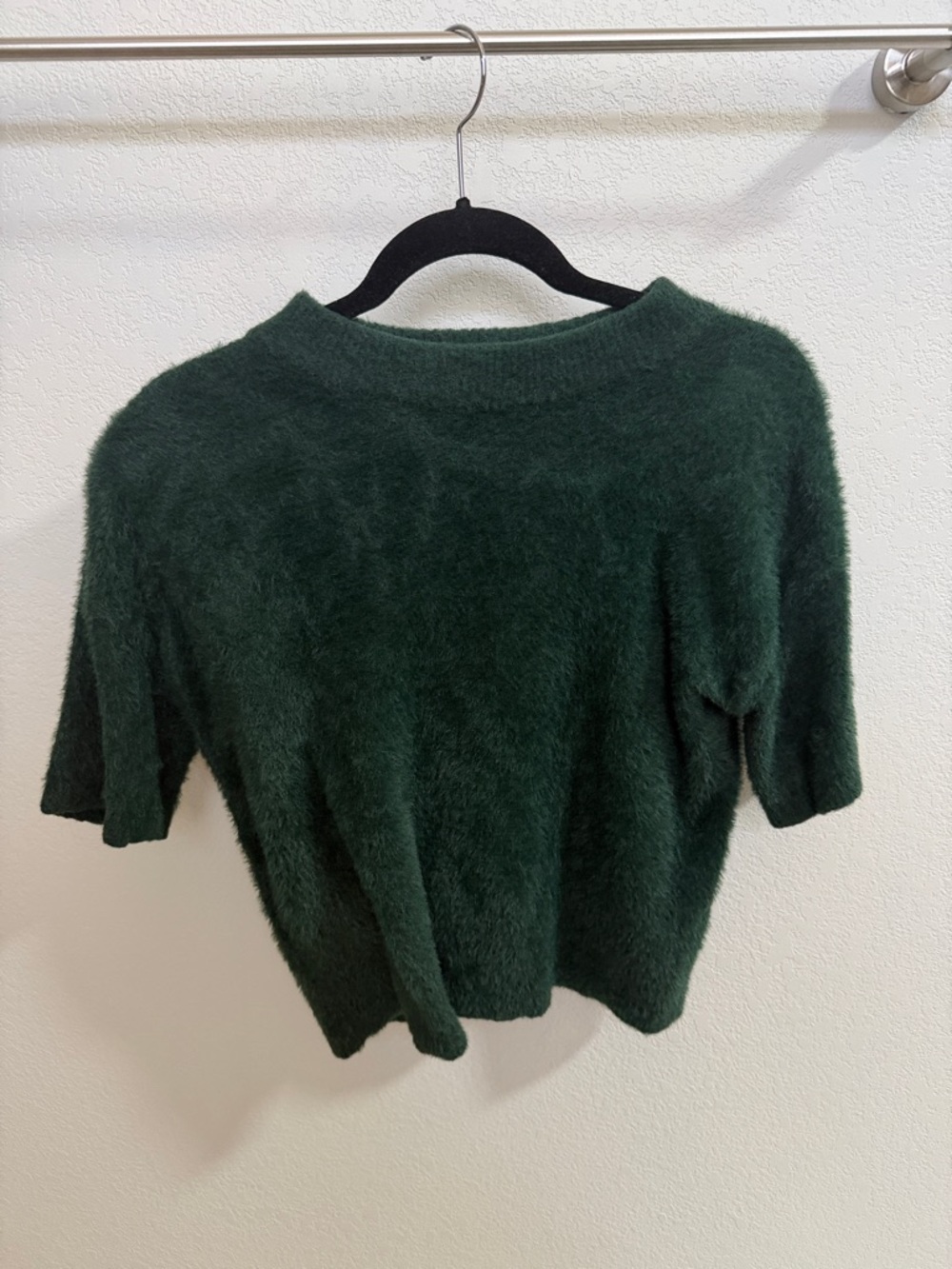 Women's Dark Green Fuzzy Crewneck Sweater